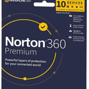 Norton 360 Premium 10 User 1 Year Total Security Latest version ( Instant Email Delivery of Key ) No CD Only Key