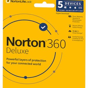 Norton 360 Deluxe 5 User 1 Year Total Security Latest version ( Instant Email Delivery of Key ) No CD Only Key
