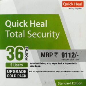 Renewal Key of Quick Heal Total Security 5 PC 3 Year ( Instant Email Delivery of Renewal Key ) No CD Only Key (Existing Quick Heal Same Subscription Required)