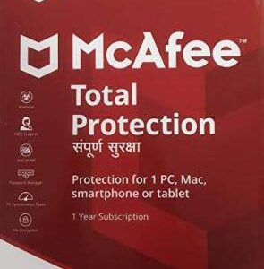 Mcafee Total Protection 1 PC 1 Year Latest Version ( Instant Email Delivery of Key ) No CD Only Key